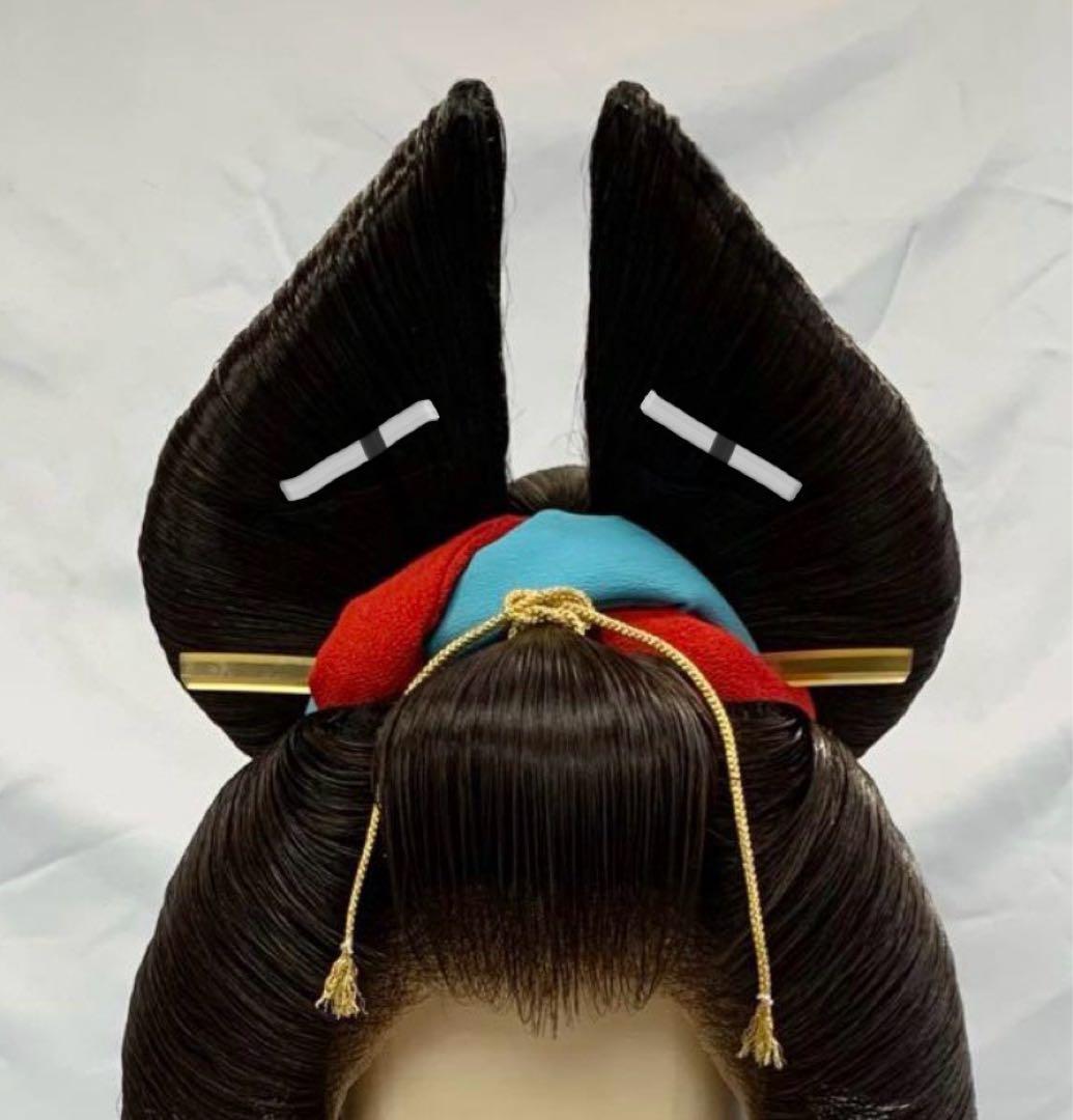 日本髪かつら　大衆演劇かつら　花魁　辰巳9号(大サイズ)自然色 かのこ髷飾り付き