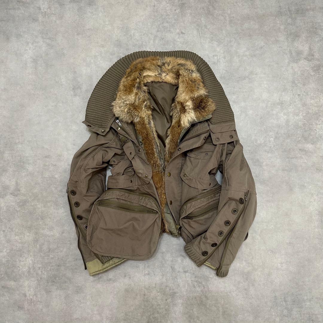 平成ギャルy2k　ファー付き　ミニタリージャケット　フェアリーグランジ　パーカー