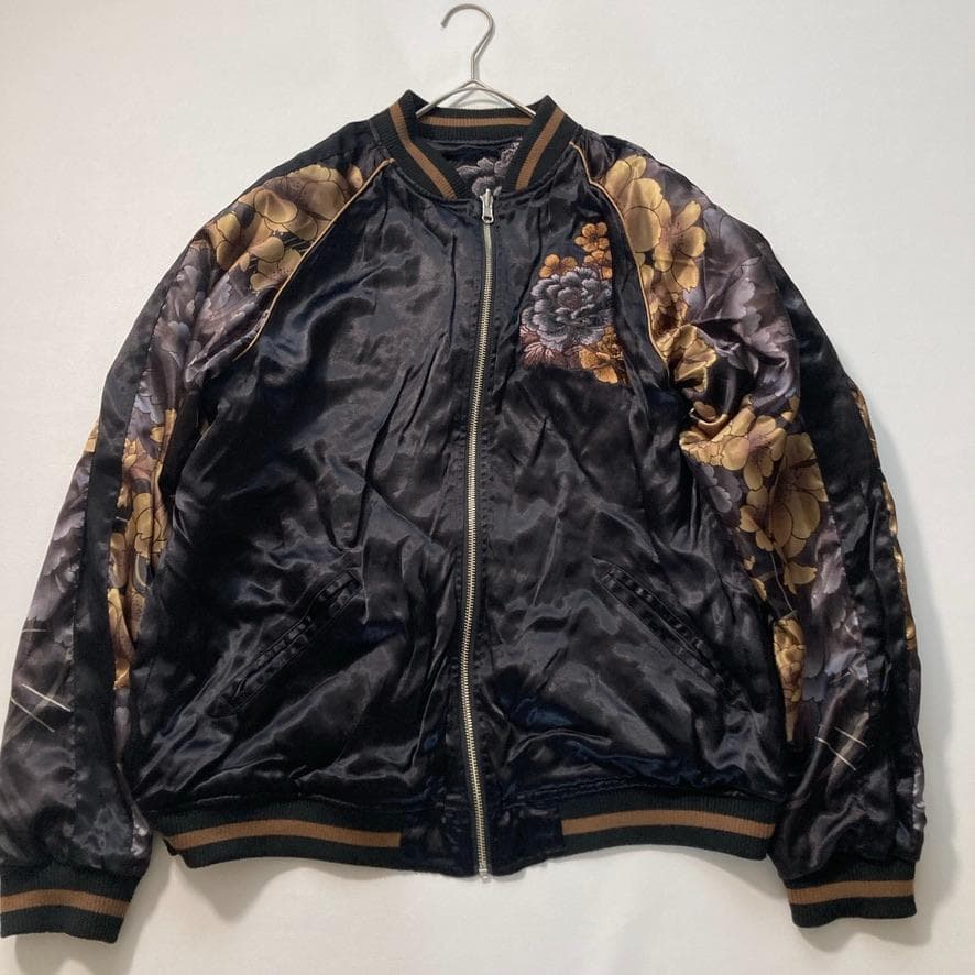 【アク】絡繰魂 粋 XLサイズ 八岐大蛇×牡丹 総刺繍 スカジャン 和柄