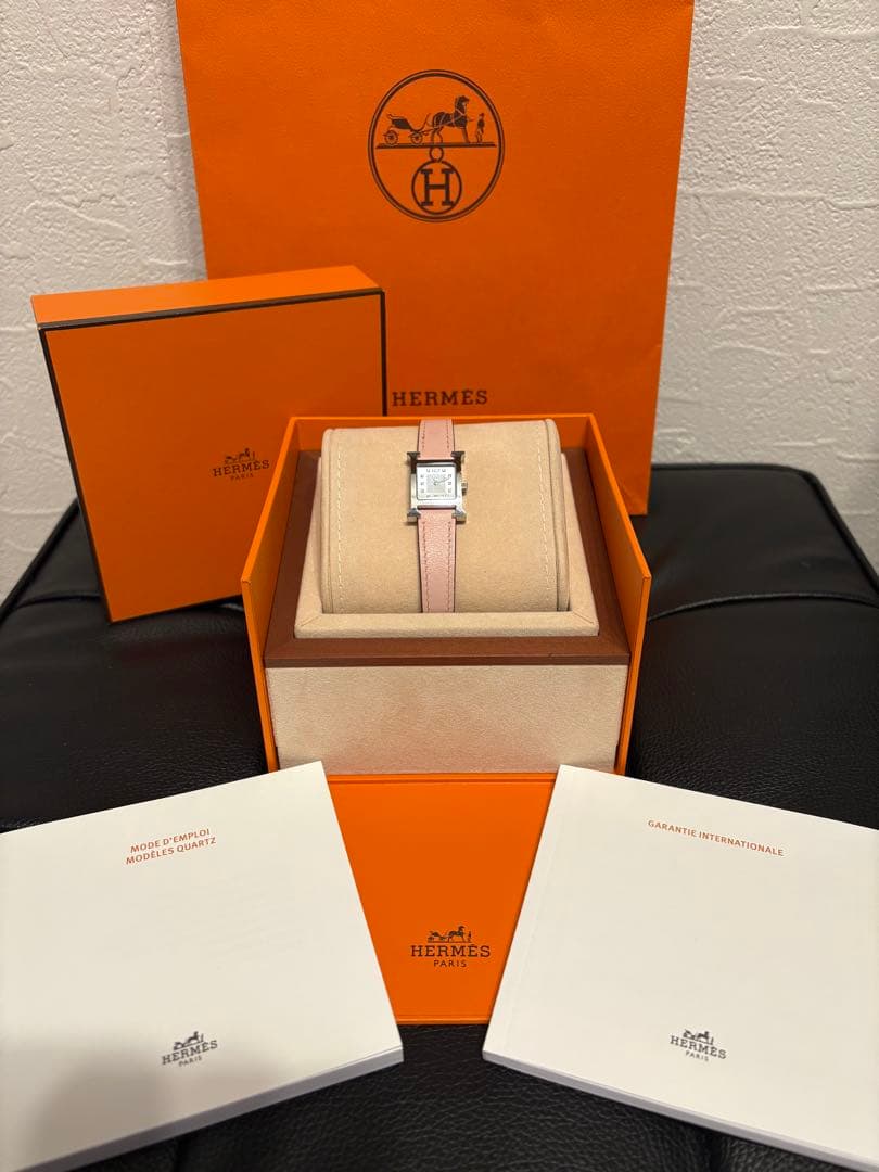 HERMES エルメス Hウォッチ ミニ ダイヤ入り 正規品 箱・保証書付