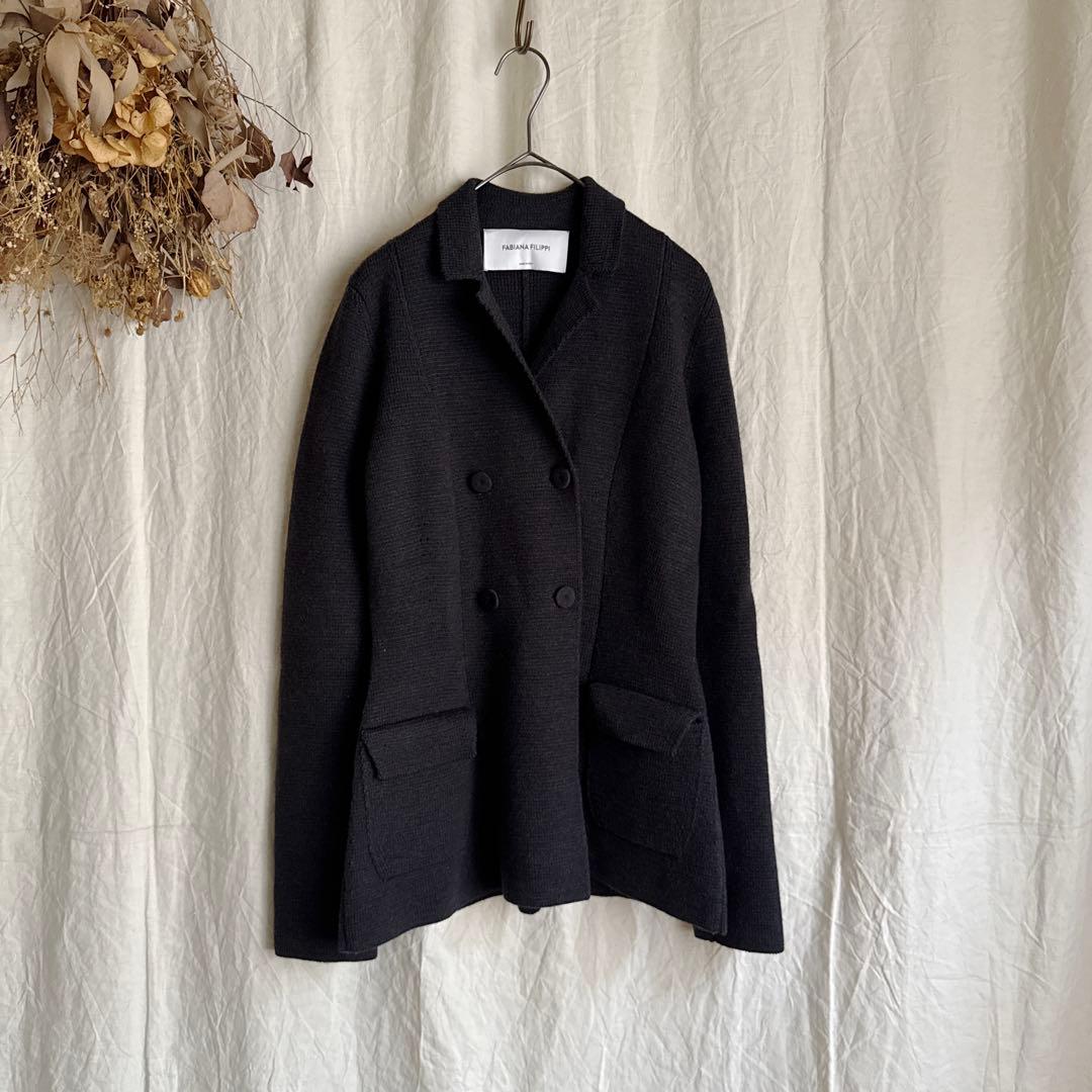 ファビアナフィリッピ ウール ダブルブレスト ニット ジャケット S