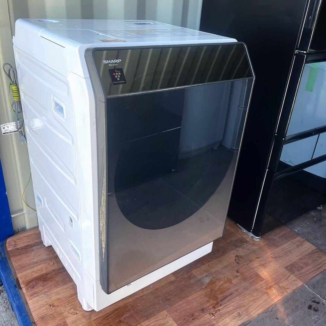 送料無料！※ジャンク品 SHARPミラーデザイン ドラム式洗濯機 ES-U111