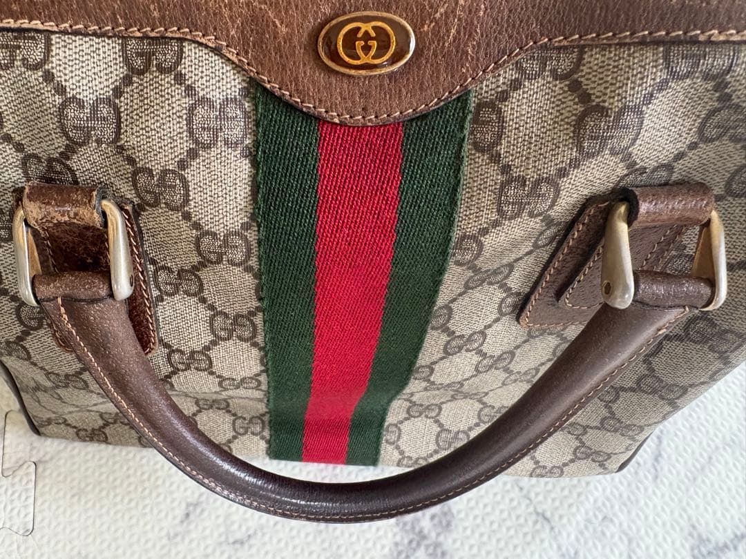 オールドGucci GGモノグラム ボストン/ハンドバッグ シェリー