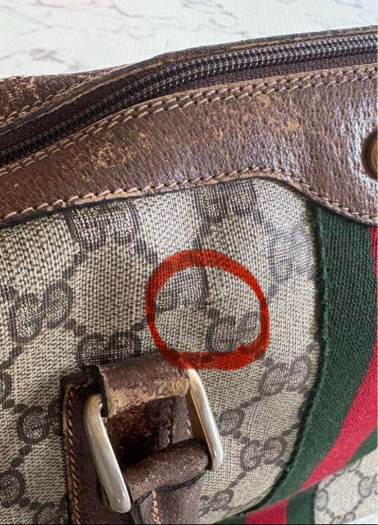 オールドGucci GGモノグラム ボストン/ハンドバッグ シェリー