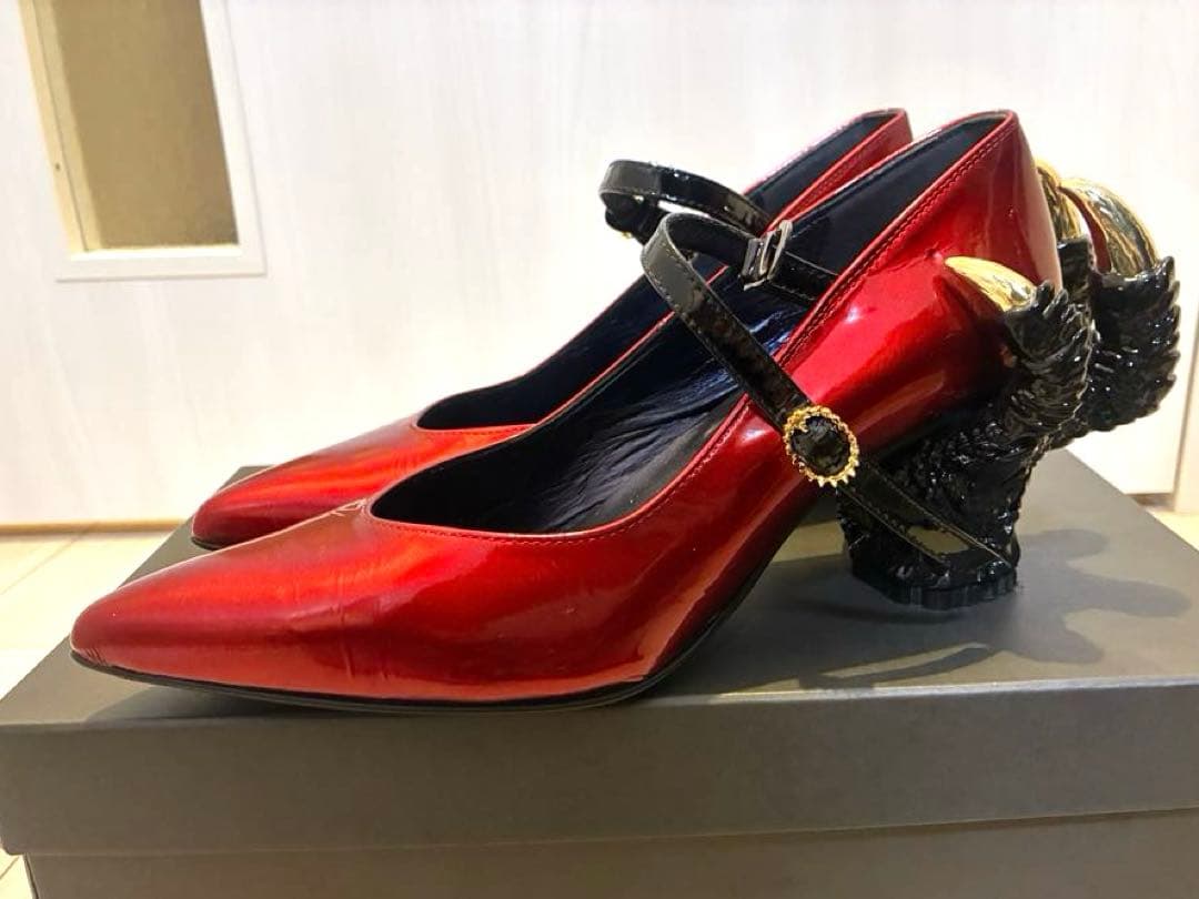 hazama 惹きずり込まれる運命のヒールパンプス red 24.5 ゴジラ