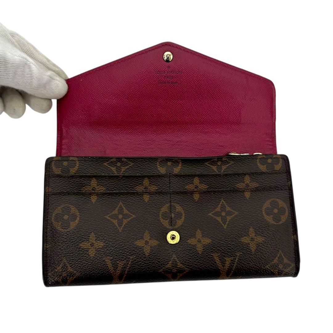 【新型】ルイヴィトン モノグラム ポルトフォイユ サラ 二つ折り財布 フューシャ