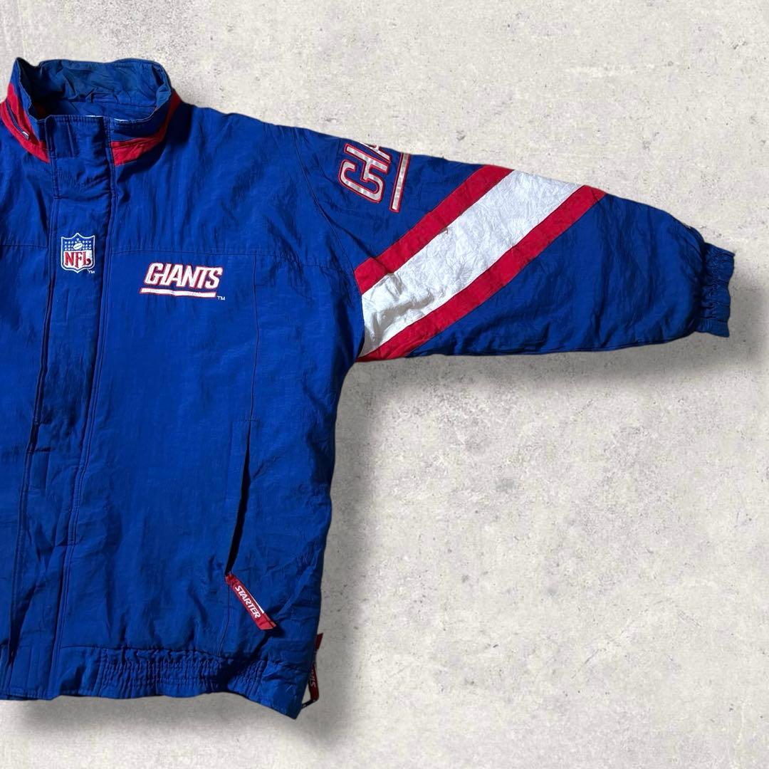 90s NFLナイロンジャケット中綿フーディーSTARTERジャイアンツ古着XL