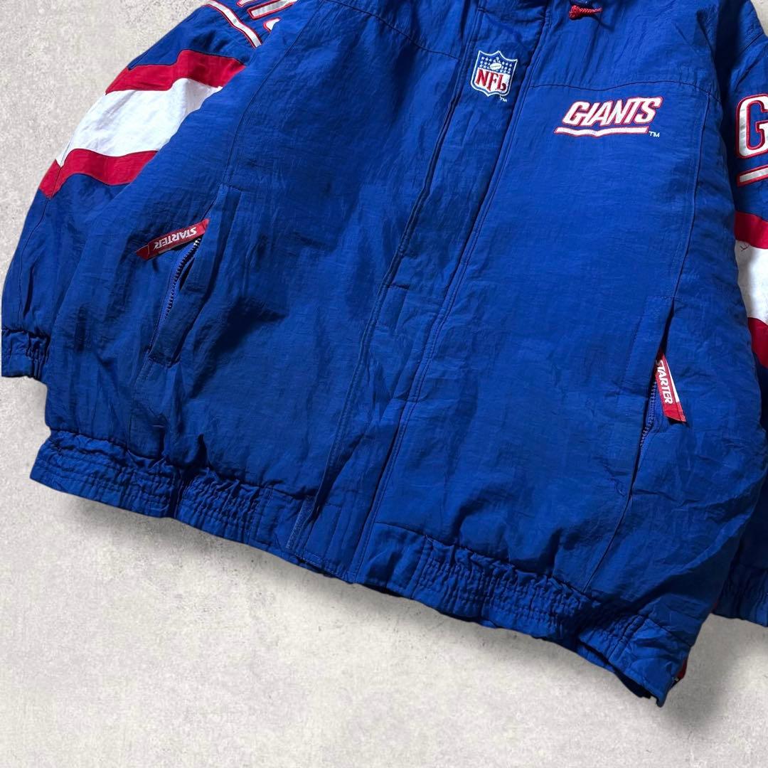 90s NFLナイロンジャケット中綿フーディーSTARTERジャイアンツ古着XL