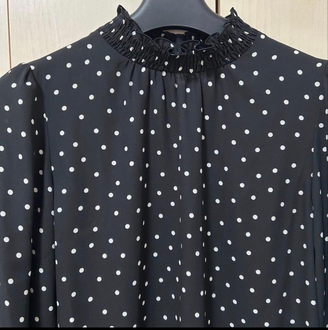 ANAYI ドットアムンゼンシャーリングブラウス 38 スタンドカラー 水玉