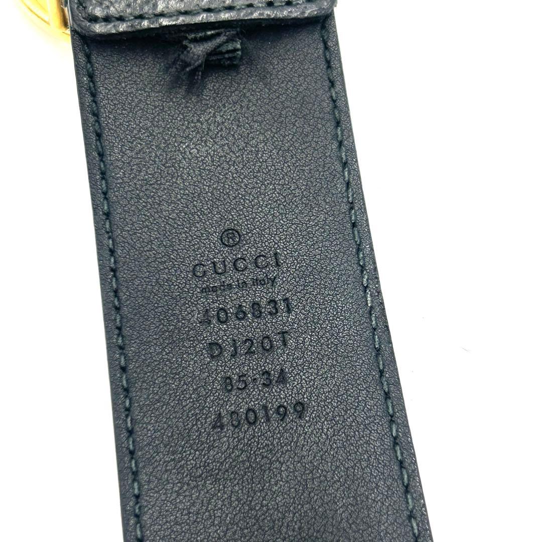 GUCCI グッチ ベルト GGマーモント レザー ブラック ゴールド