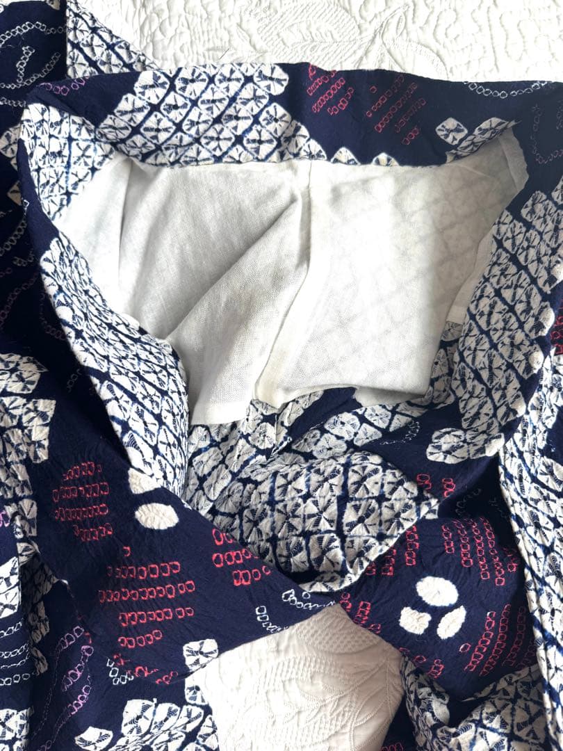 粋な大人の浴衣 高身長の方にも ◆ 有松絞り 流水花文 紫が効いたお洒落な色調