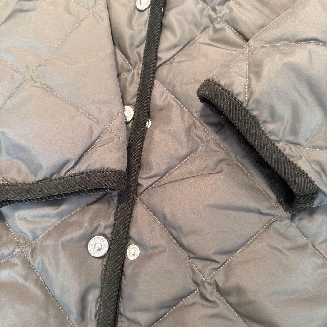 TAIONシティライン パイピングフード ロングダウンコート S カーキ