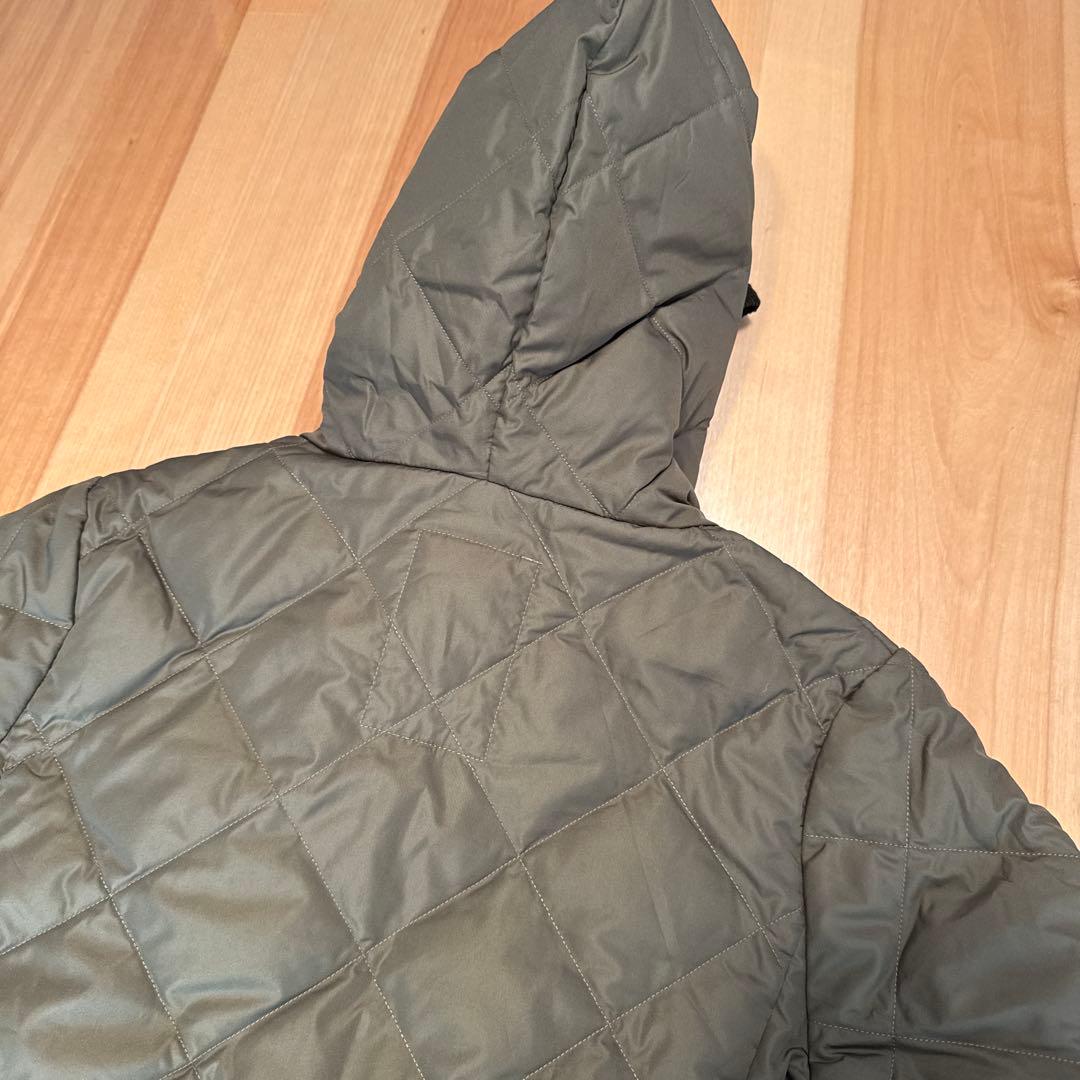 TAIONシティライン パイピングフード ロングダウンコート S カーキ