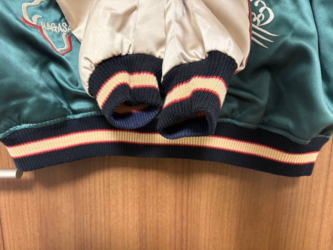 東洋テーラー スカジャン ブラウン/グリーン リバーシブル サイズL