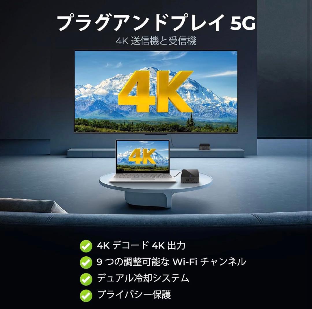 4K ワイヤレスHDMI送信機と受信機 hdmi 無線@30Hz、LuckDog