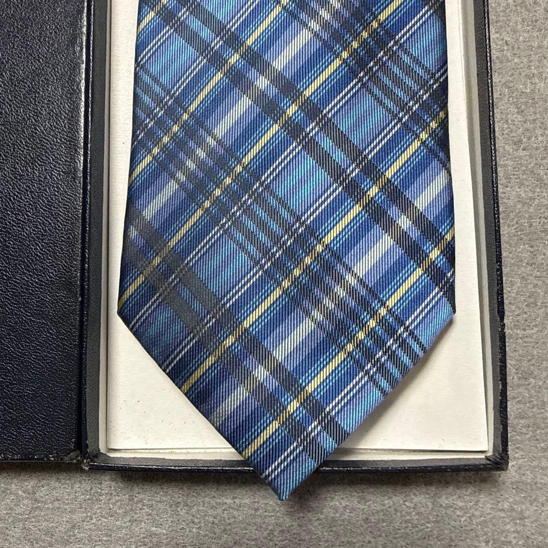 美品　ヴィヴィアンウエストウッド　ネクタイ　青紺　オーブ柄　チェック