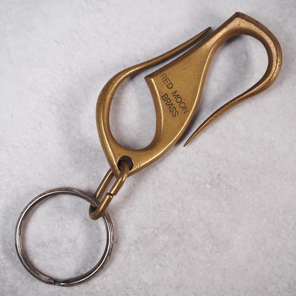 REDMOON S字フック キーホルダー 真鍮 ハンドメイド 限定品 ロゴ刻印