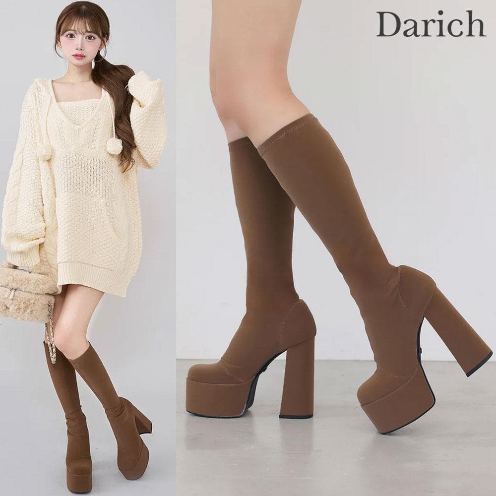 Darich ダーリッチ ウルトラストレッチロングブーツ ブラウン