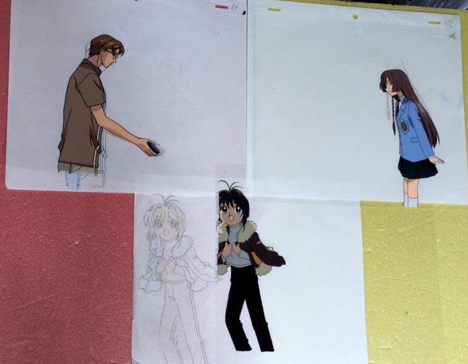 カードキャプターさくら　セル画×3枚セット（さくら、藤隆、奈久留）