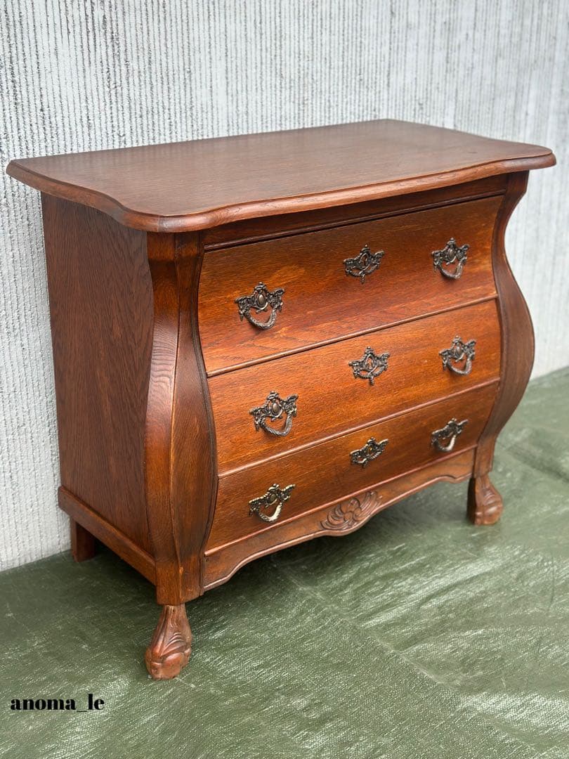 5007【チェスト】コモードチェスト　オーク　ボール＆クロウ　アンティーク