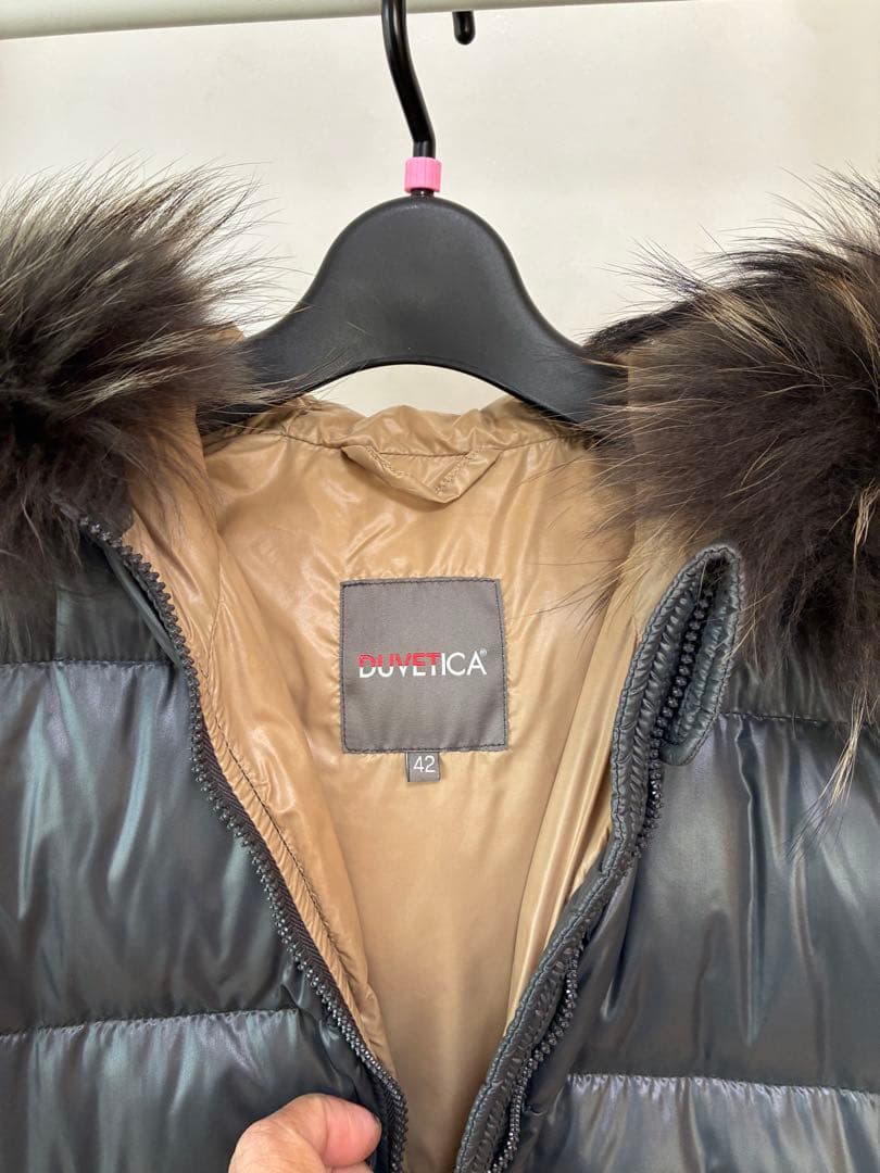 美品　DUVETICA/デュベティカ　グレー ファー付き ロングダウンジャケット