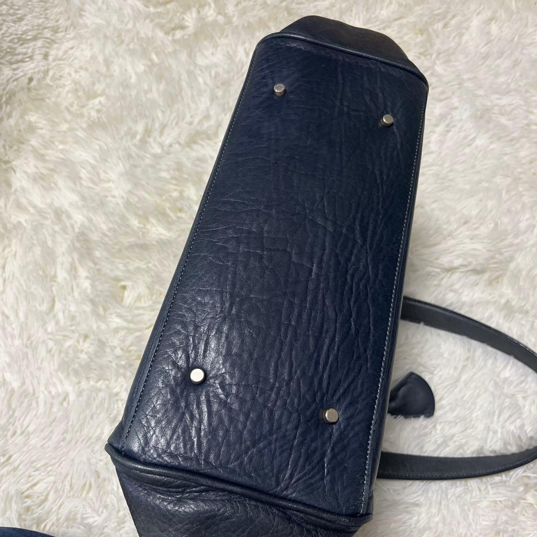 【美品】aniary アニアリ レザートートバッグ ネイビー 通勤通学 A4収納