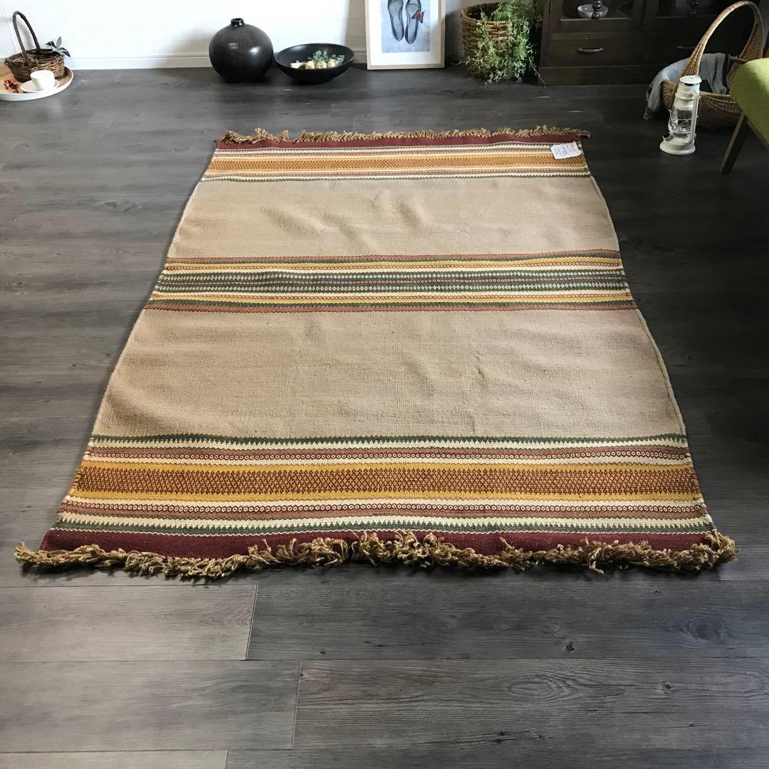126x197cm 1.5畳 ラグ ラグマット ビンテージ キリム 夏用