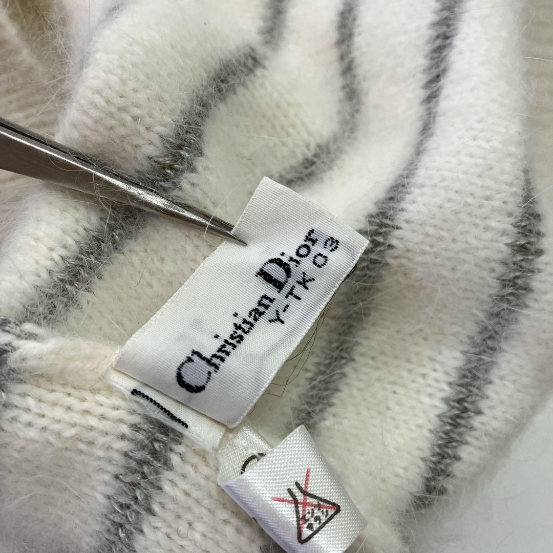 ディオール Dior セーター ニット ボーダー リボン 半袖 Vネック