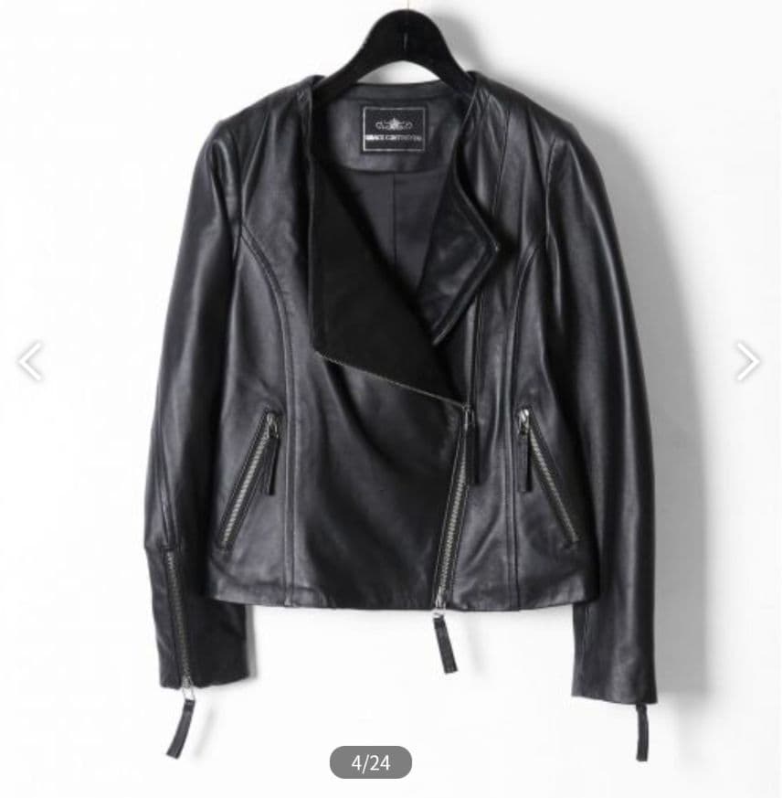 グレースコンチネンタル　ラムレザージャケット　ブラック 38 Mサイズ