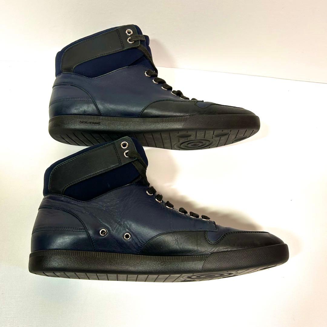箱付き✨ディオールオム スニーカー ハイカット レザー ネイビー×ブラック