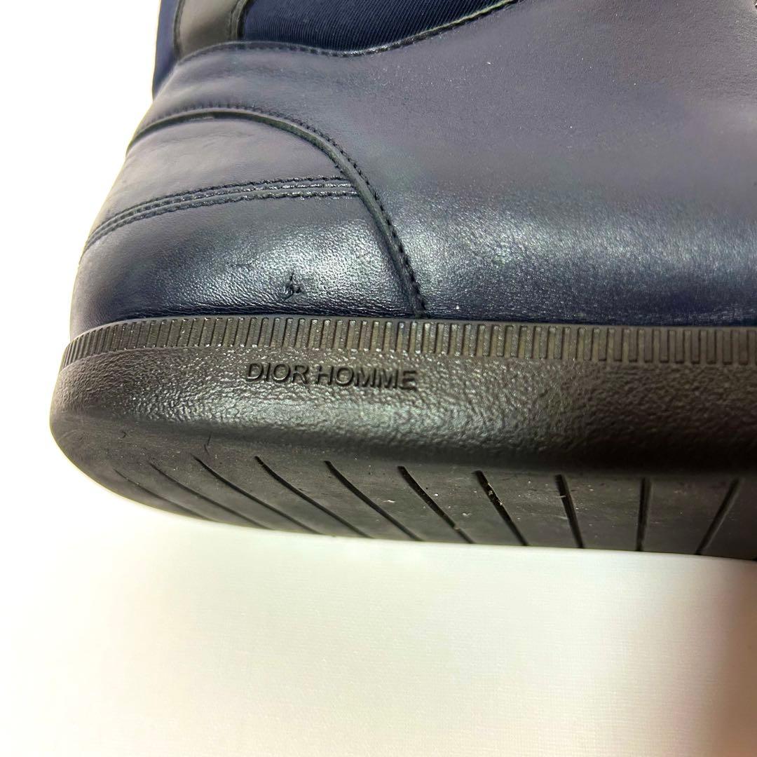 箱付き✨ディオールオム スニーカー ハイカット レザー ネイビー×ブラック