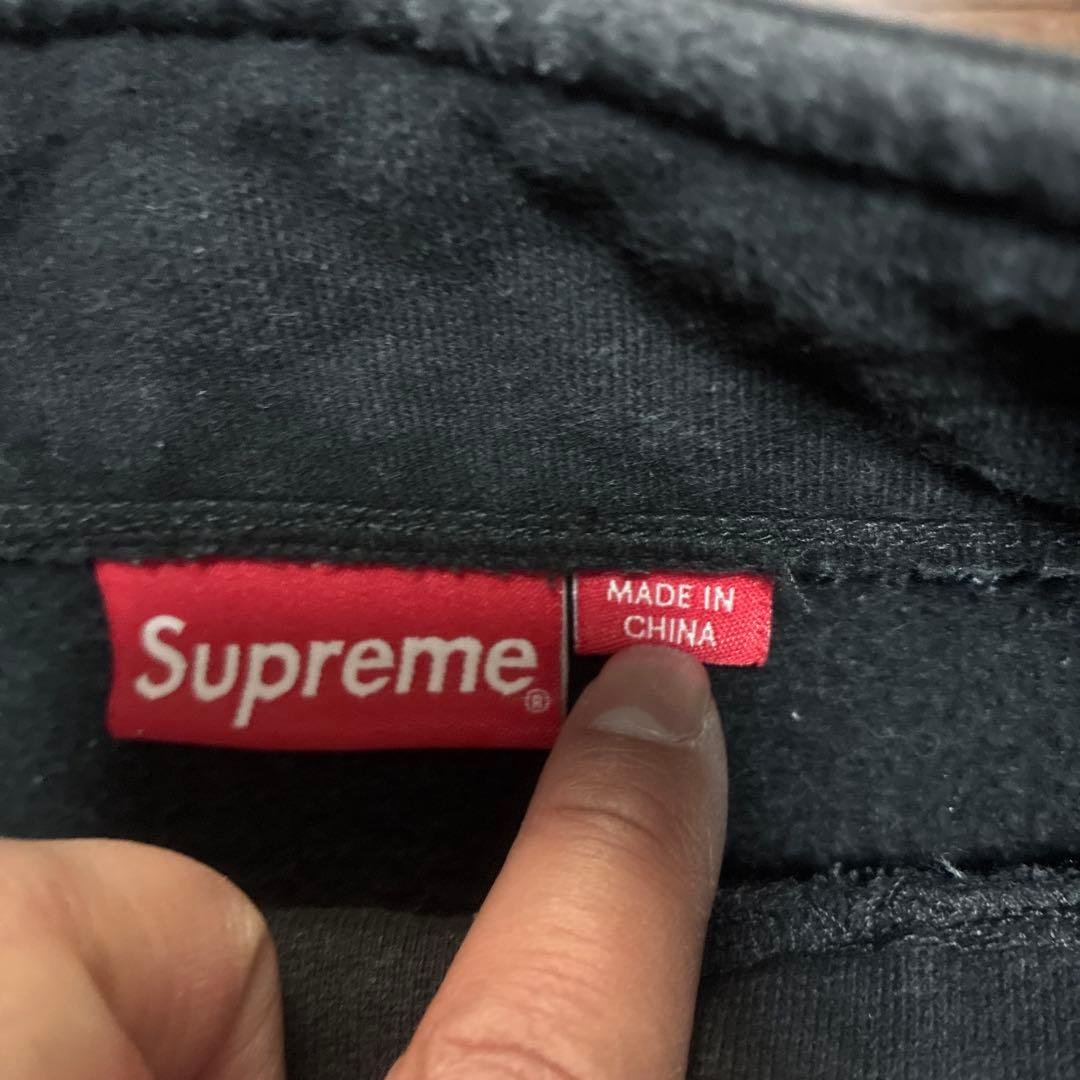 Supreme ブラック ジップアップ スウェットL短丈 BOXシルエット