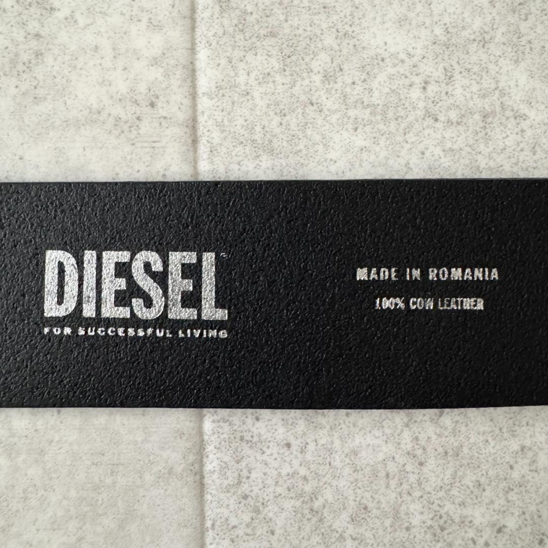 ディーゼル　ベルト　Dロゴ　大きいサイズ　95/38　黒　レザー　シルバー金具