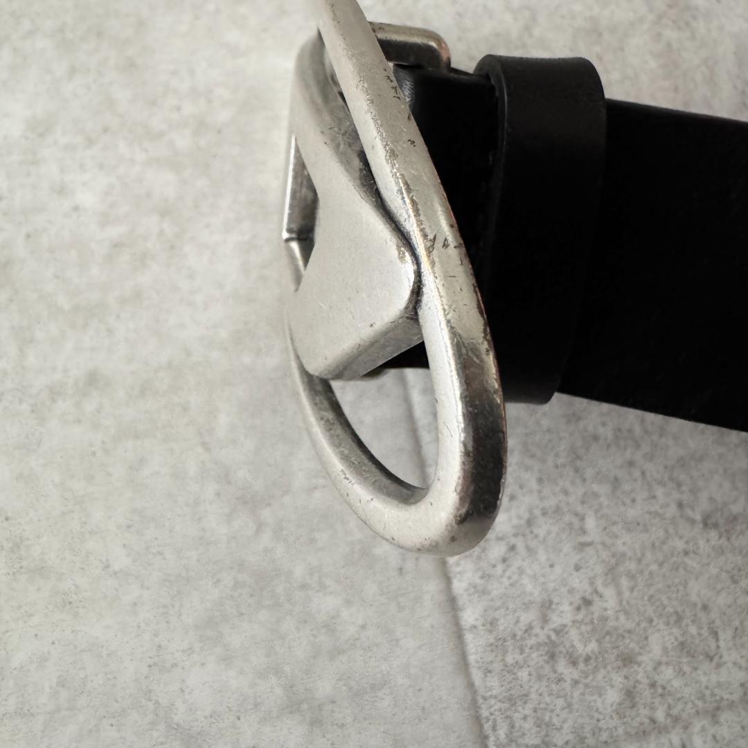 ディーゼル　ベルト　Dロゴ　大きいサイズ　95/38　黒　レザー　シルバー金具