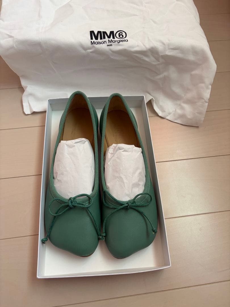 MM6 緑色 バレエシューズ 38