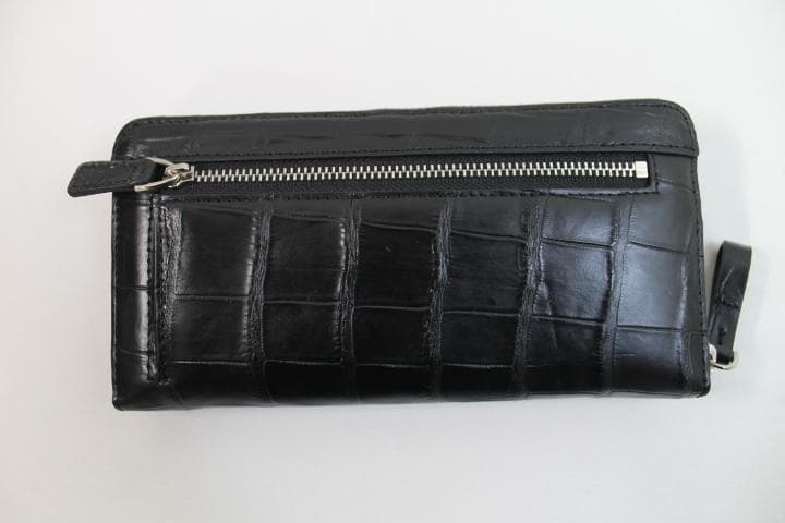 【専用】クロコダイル 財布 本物 ブラック 黒 マット仕上げ ラウンドファスナー