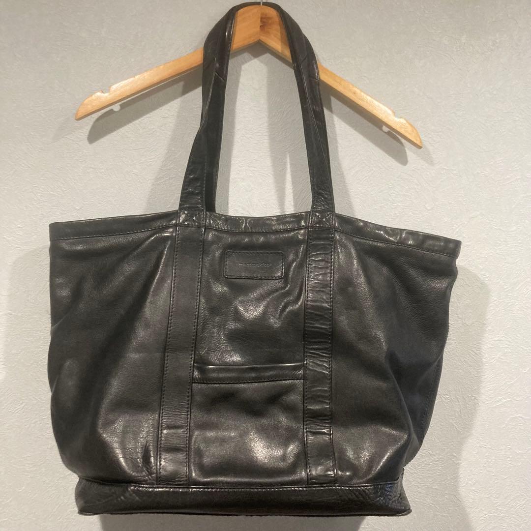 希少　レア　マリメッコ　トートバッグ　オールレザー　A4収納　肩掛け　黒　大容量