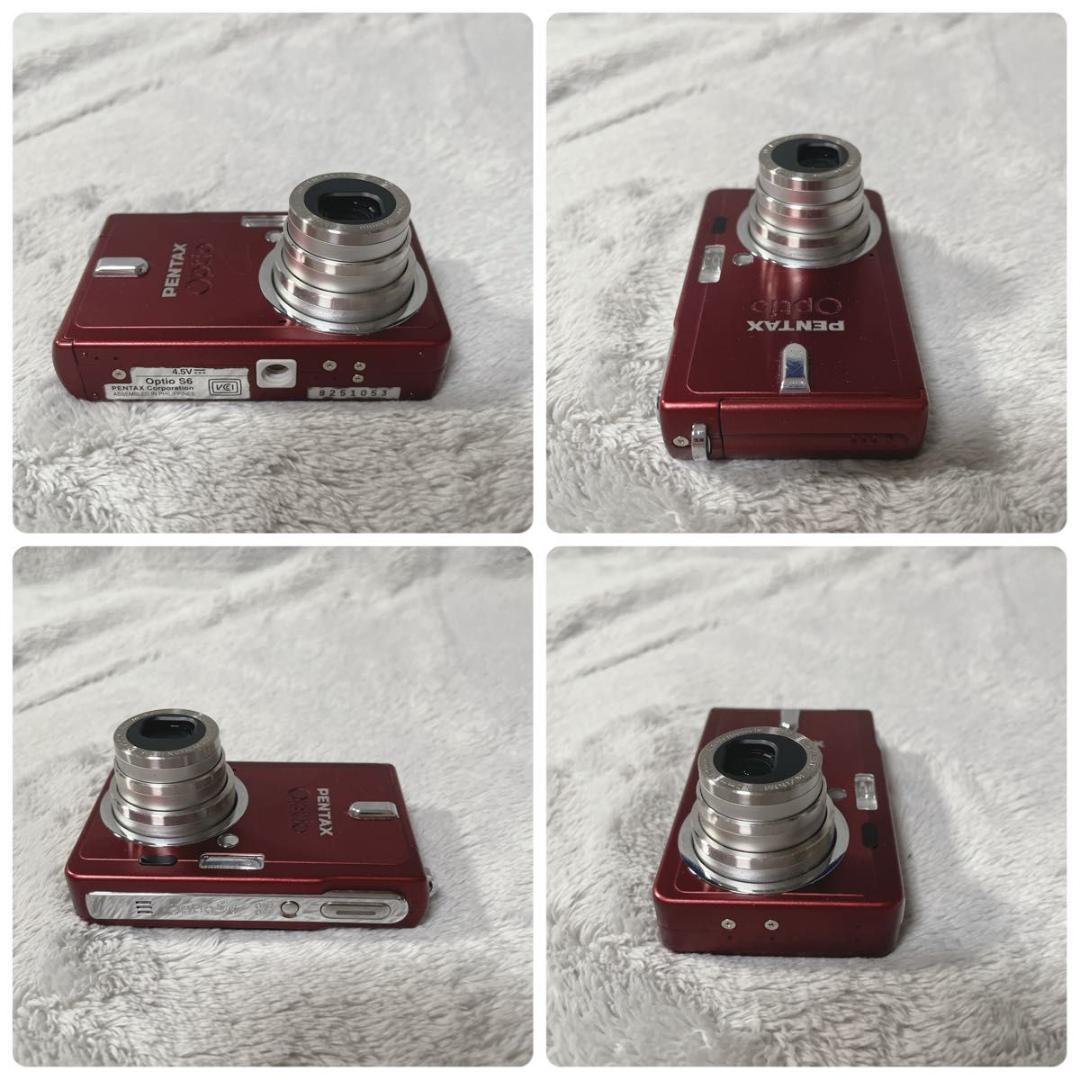 動作確認済 PENTAX ペンタックス Optio S6 ワインレッド コンデジ