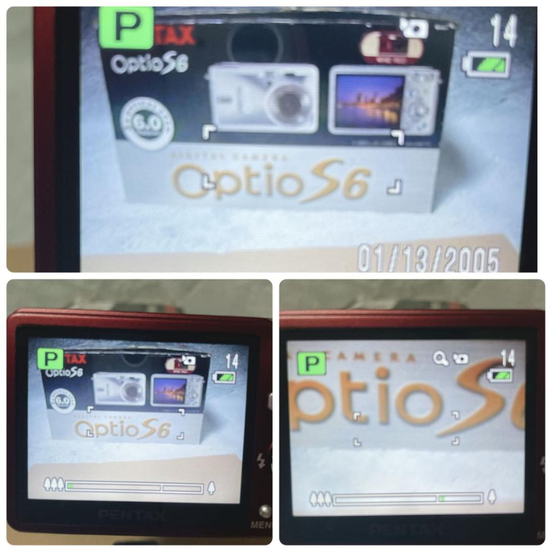 動作確認済 PENTAX ペンタックス Optio S6 ワインレッド コンデジ