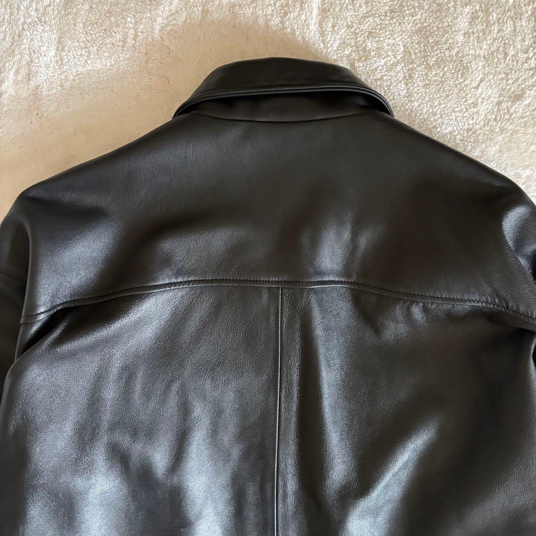 BEAMS ワイドフィット　レザー　ジップブルゾン