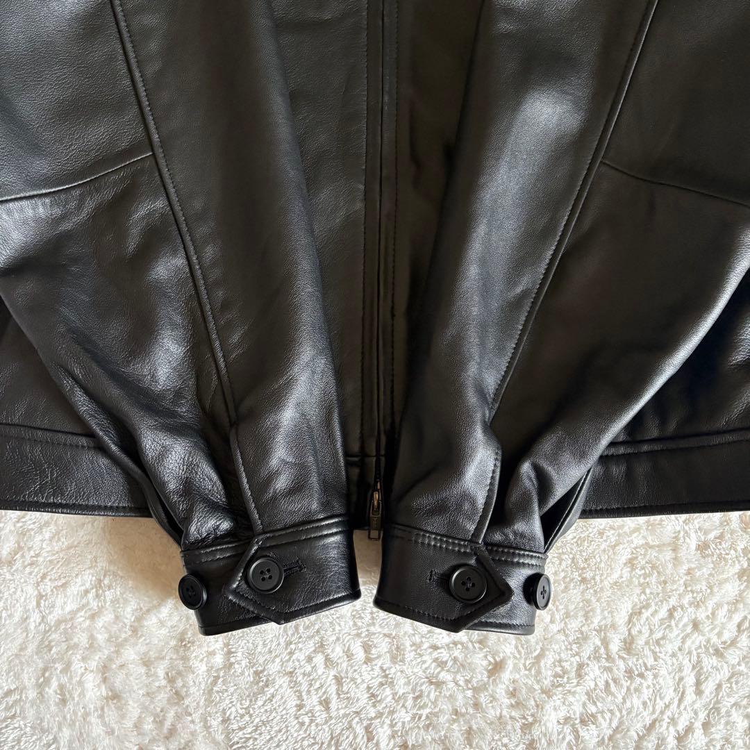 BEAMS ワイドフィット　レザー　ジップブルゾン