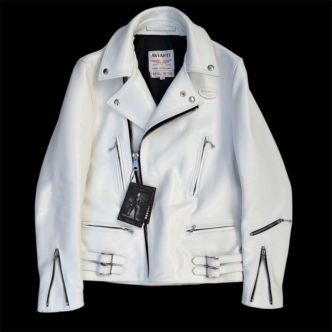 極美品 ルイスレザー ライトニング ホワイト ホースハイド タイトフィット36