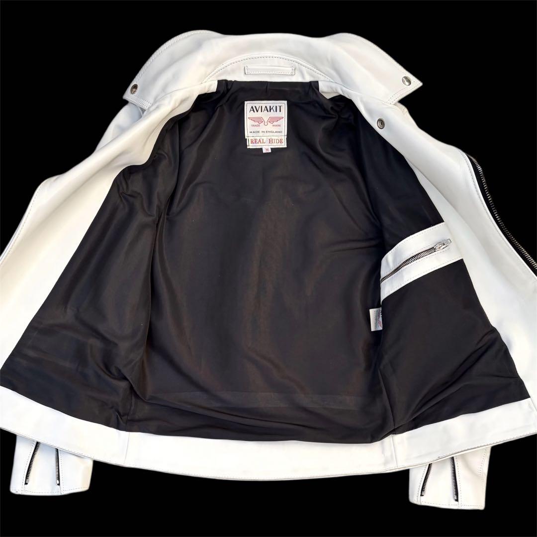 極美品 ルイスレザー ライトニング ホワイト ホースハイド タイトフィット36