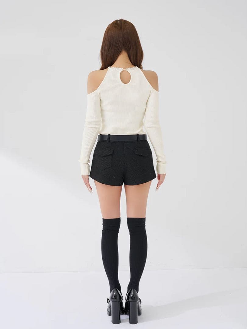 新品タグ付 ダーリッチ リボンビジューアメスリニットトップス アイボリー