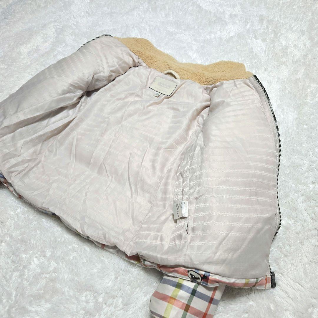 リクエスト品☆COACH ダウンジャケット ボア襟 羊革 マルチチェック S/P