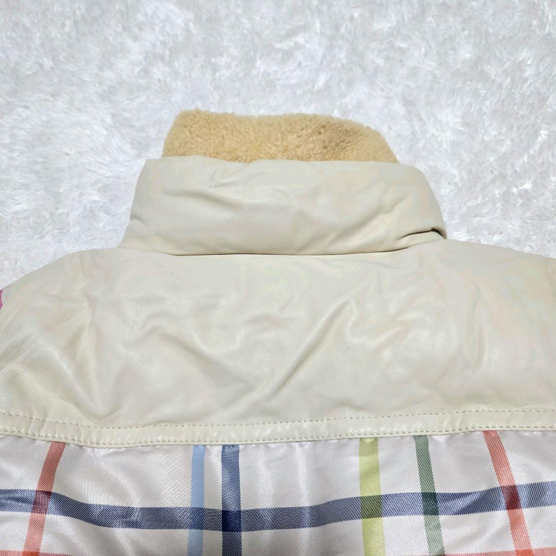 リクエスト品☆COACH ダウンジャケット ボア襟 羊革 マルチチェック S/P