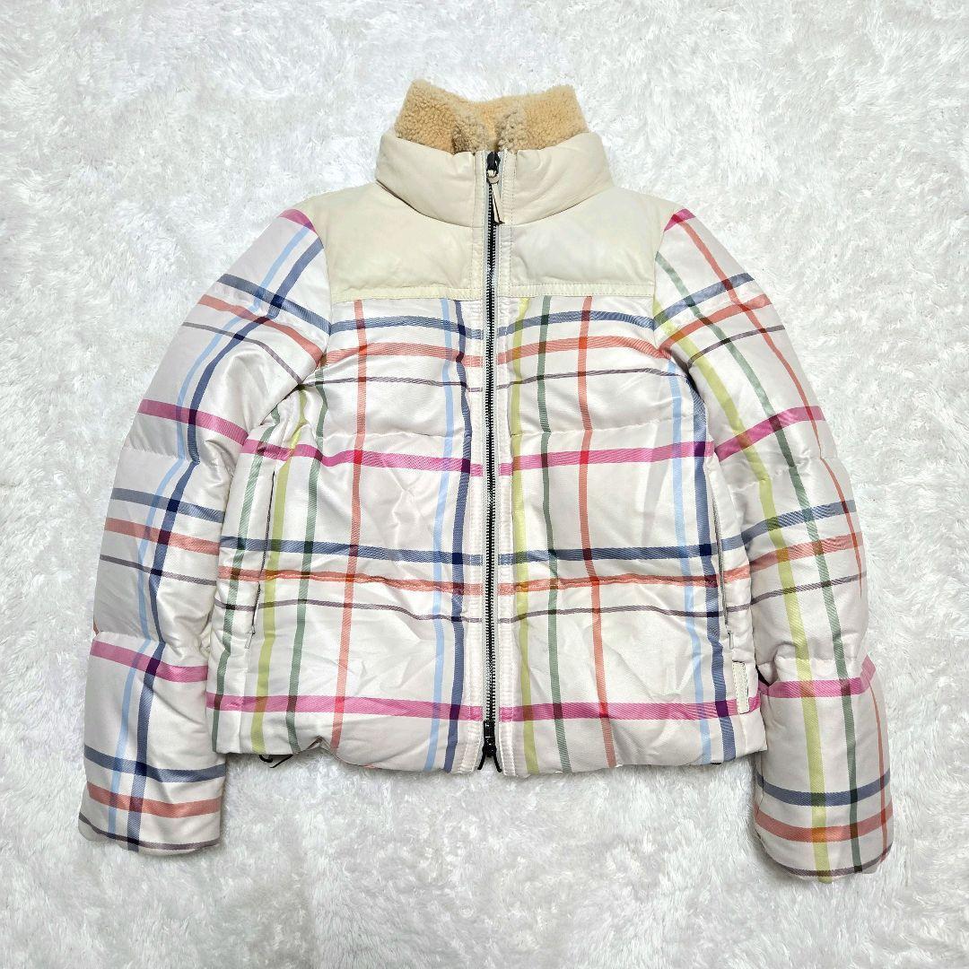 リクエスト品☆COACH ダウンジャケット ボア襟 羊革 マルチチェック S/P