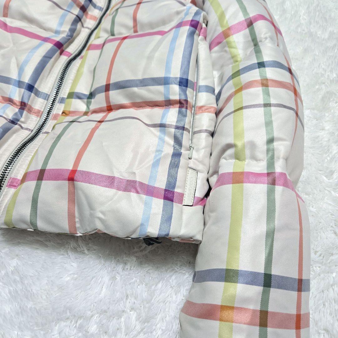 リクエスト品☆COACH ダウンジャケット ボア襟 羊革 マルチチェック S/P