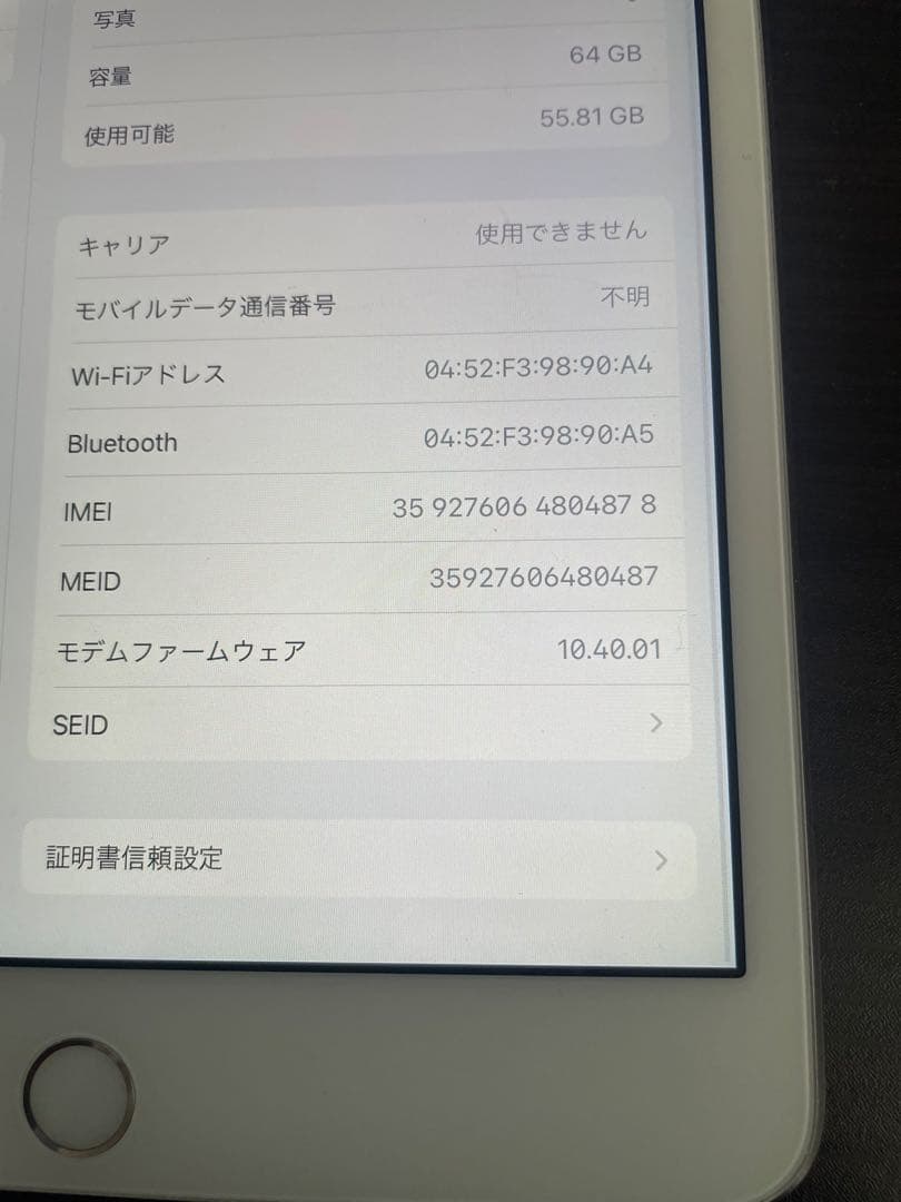 iPad本体 iPad mini 4 64GB