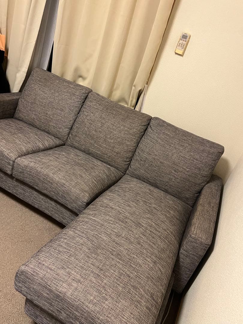 【愛媛県発送】ニトリ　布張りカウチソファ　グレー L字型。